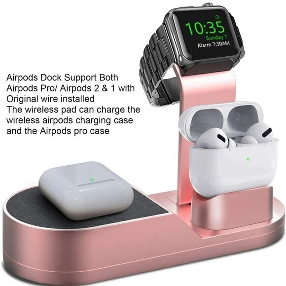 3 IN 1 Qi Wireless Charger Charging Dock Stand For Apple Watch iPhone Air Pods - Picture 3 of 9